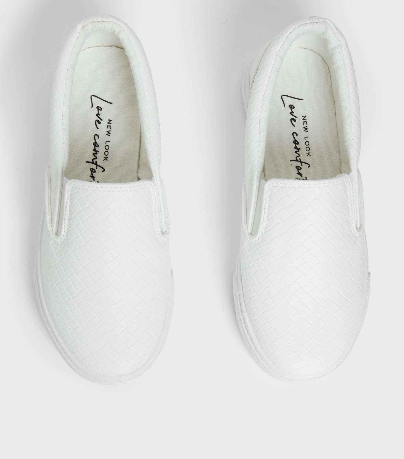 White Faux Croc Slip On Trainers Image 3