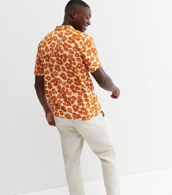 Orange Floral Revere Collar Short 