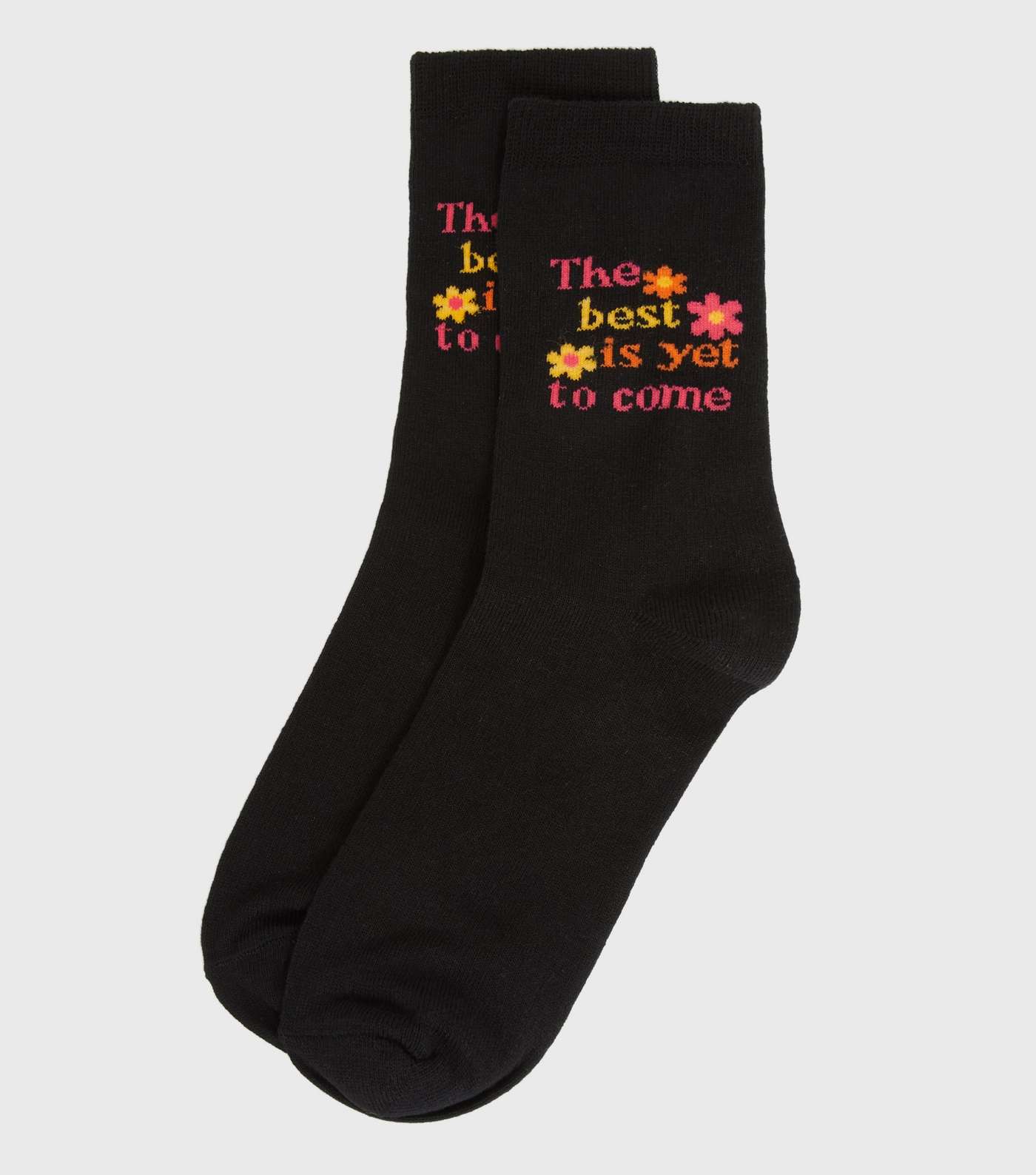 Black The Best Is Yet to Come Floral Socks