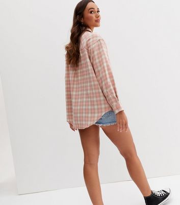 R13 - Pink Overdyed Plaid Shrunken Workshirt | Mitchell Stores