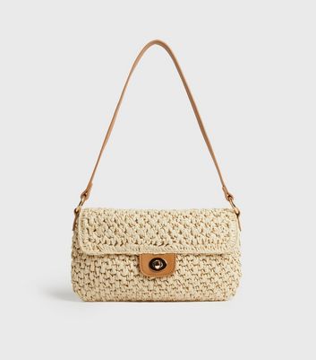 shop for Stone Straw Effect Shoulder Bag New Look at Shopo