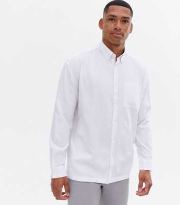White Linen Blend Oversized Shirt