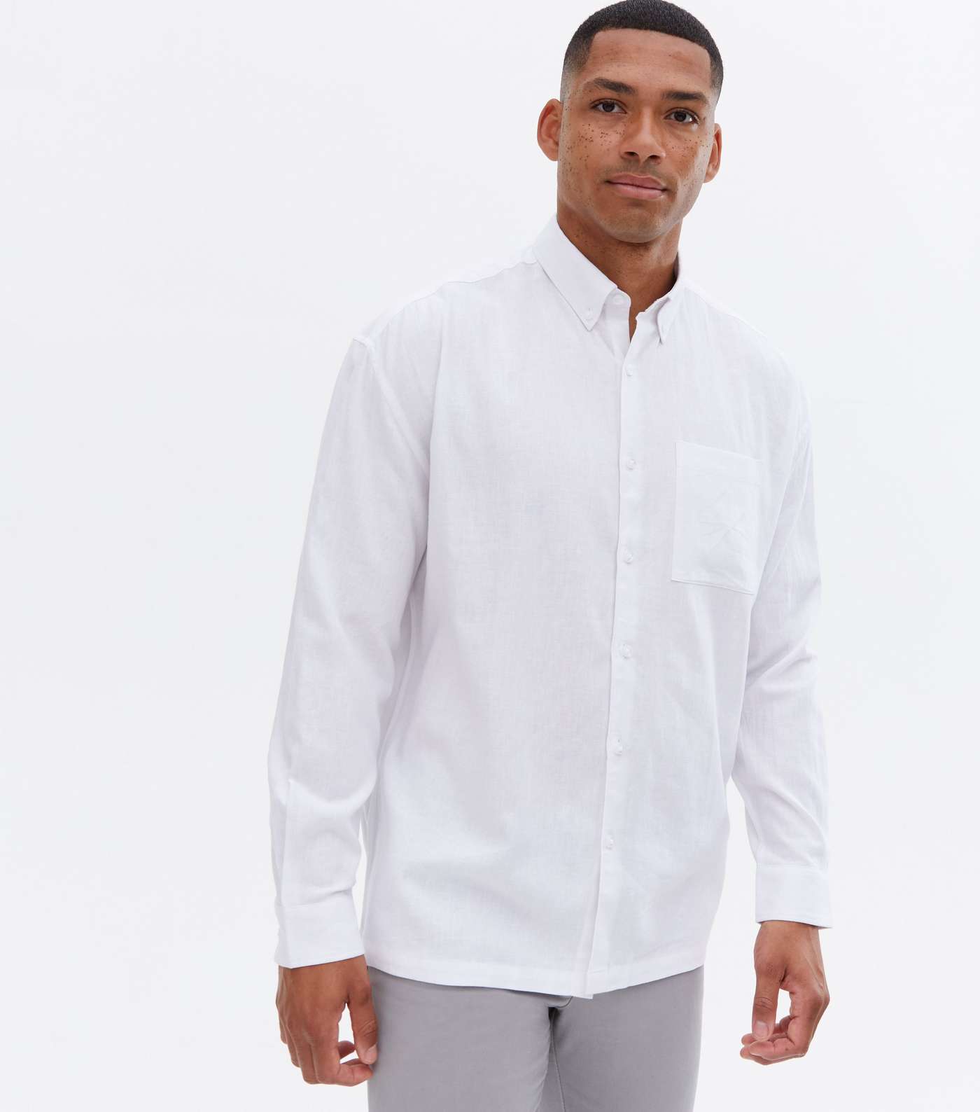 White Linen Blend Oversized Shirt | New Look