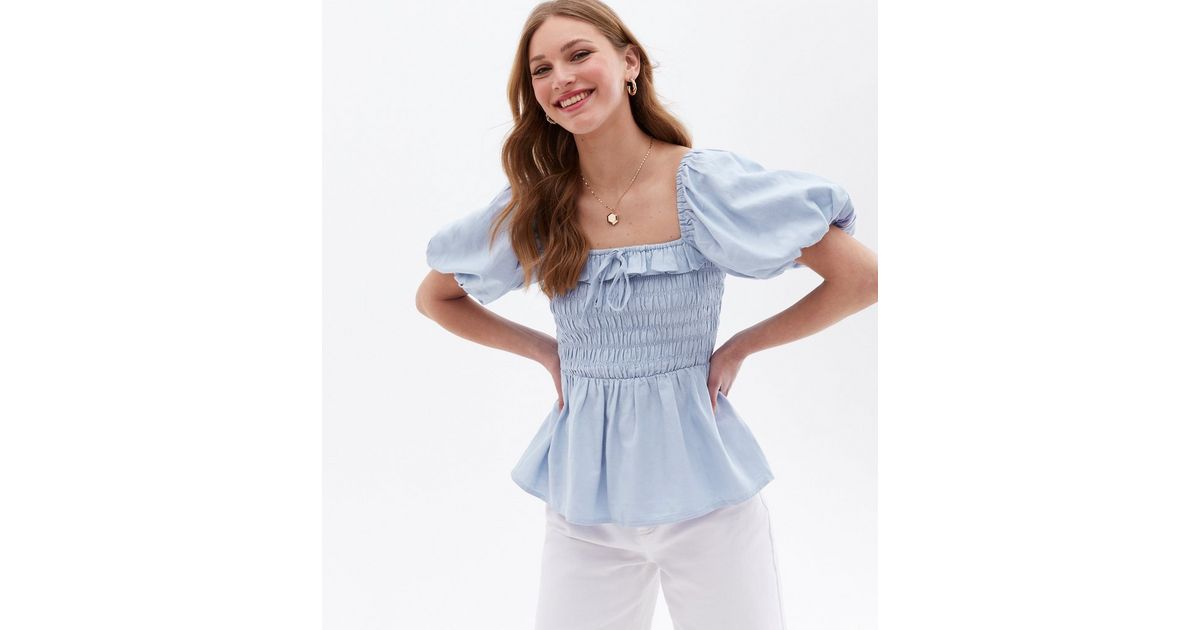 Jersey Frill Peplum Blouse Beige Black