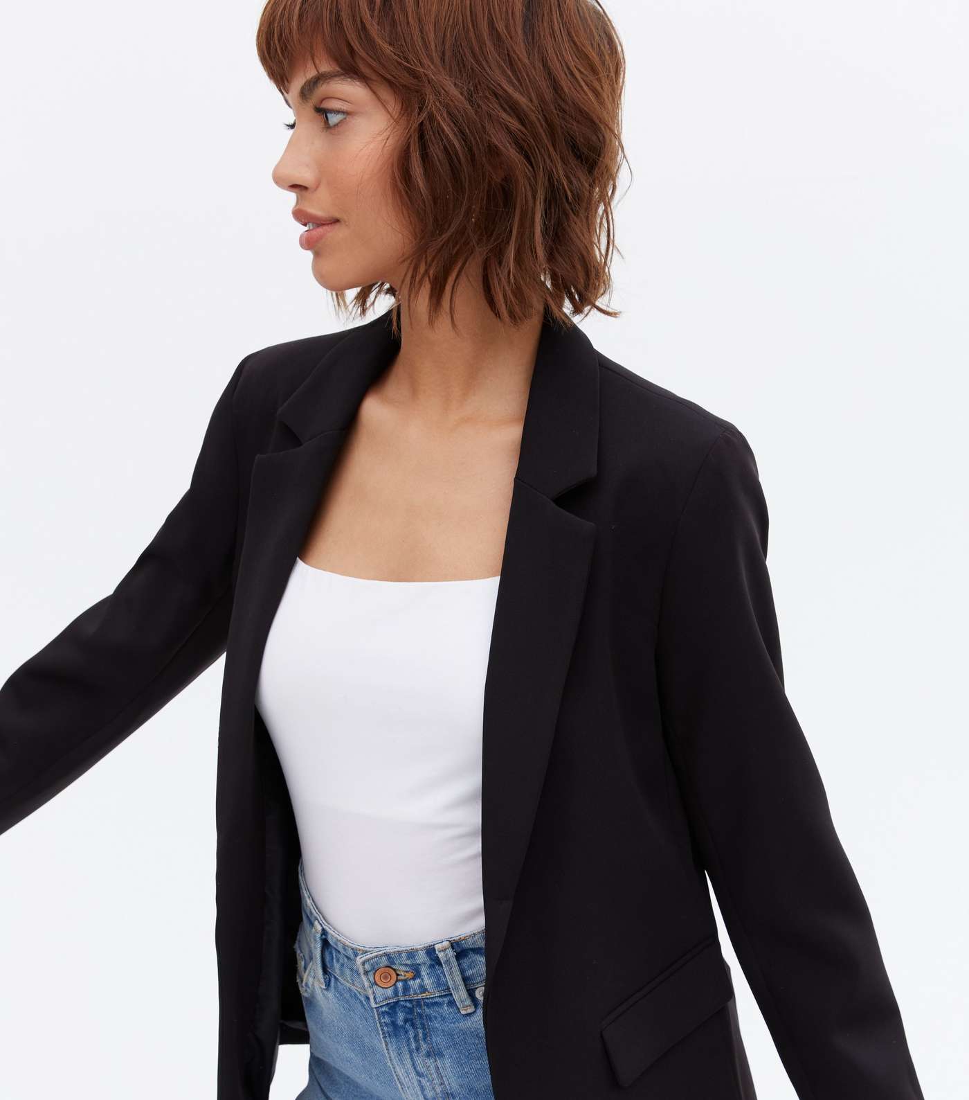 Black Relaxed Fit Blazer Image 3
