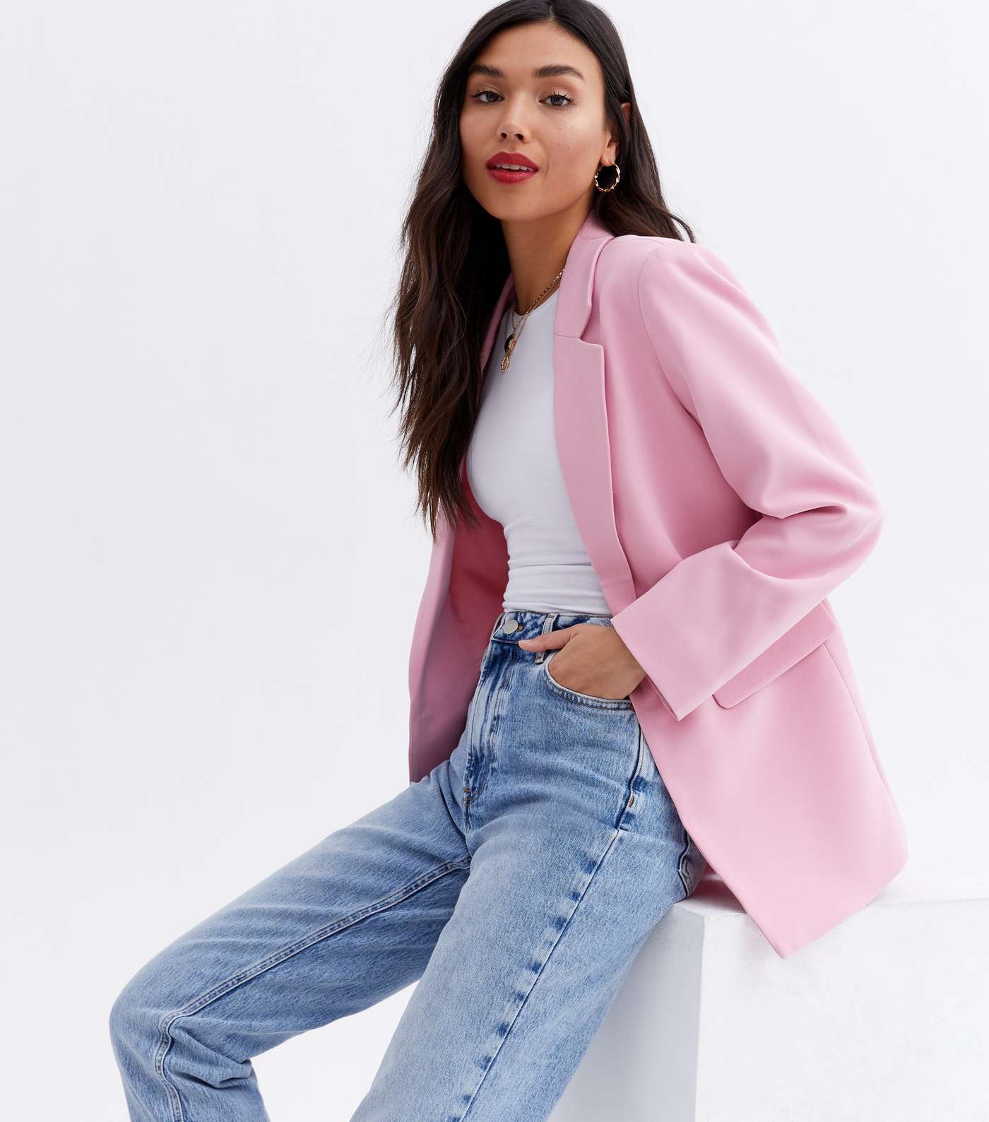 Mid Pink Relaxed Fit Blazer