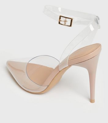 shop for Cream Clear 2 Part Pointed Stiletto Heel Sandals New Look Vegan at Shopo
