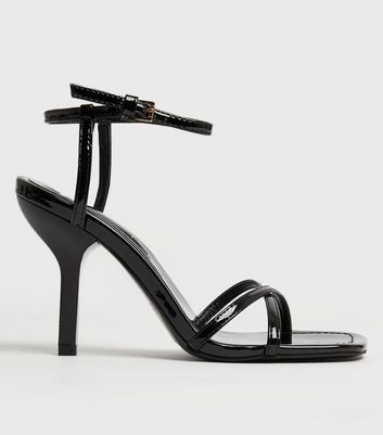 shop for Black Patent Strappy Stiletto Heel Sandals New Look Vegan at Shopo