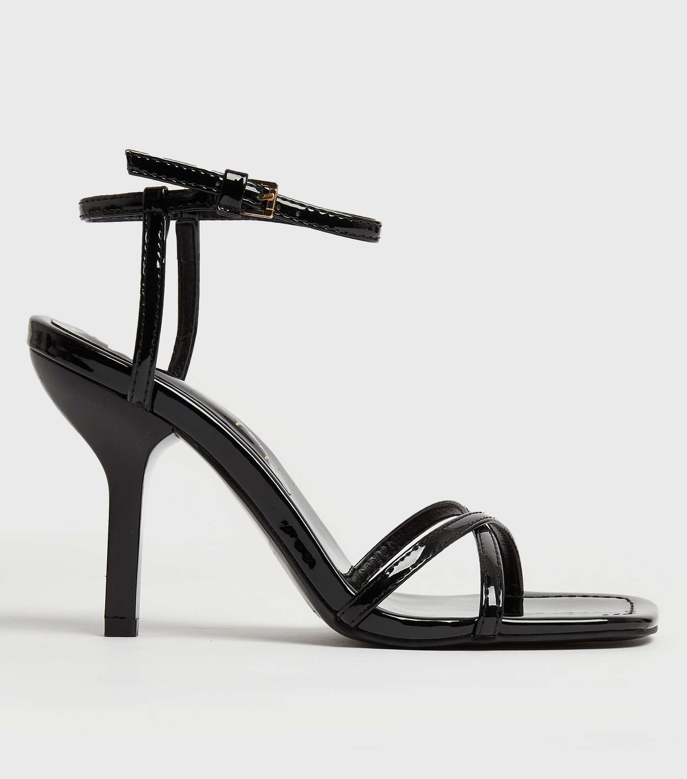 Black Patent Strappy Stiletto Heel Sandals