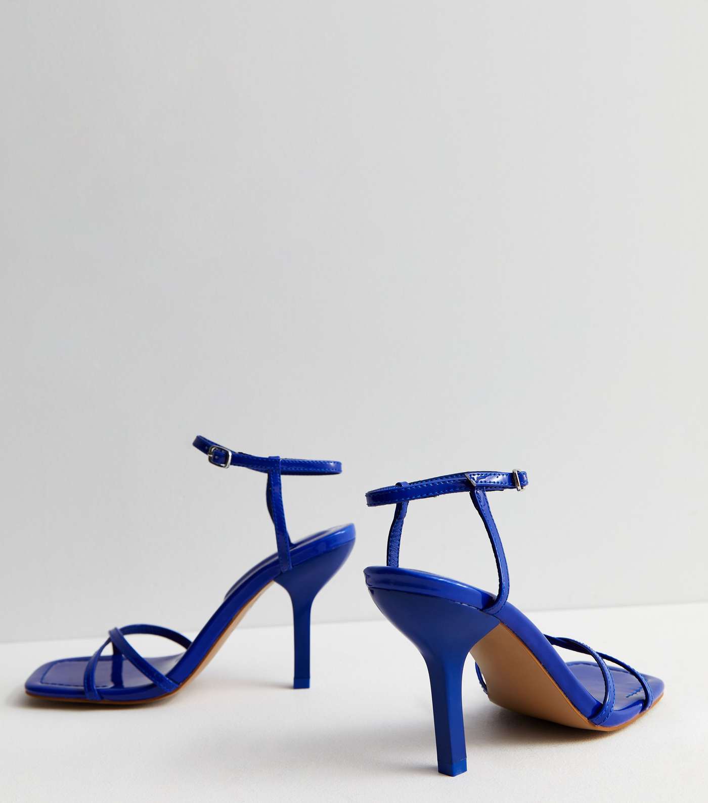 Blue Patent Strappy Stiletto Heel Sandals Image 4
