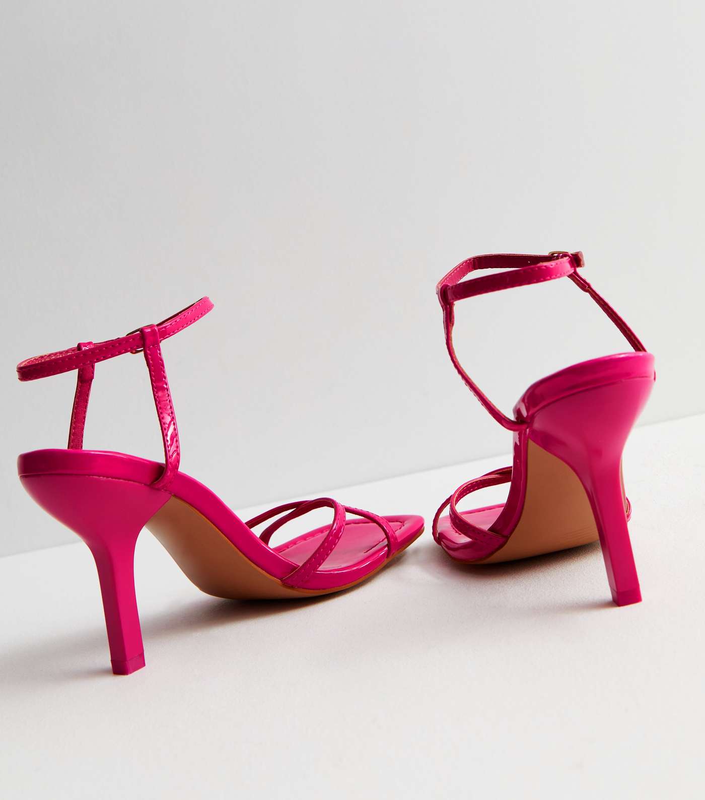 Bright Pink Patent Strappy Stiletto Heel Sandals Image 4