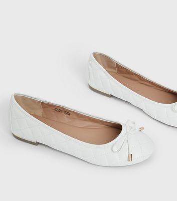 shop for White Quilted Metal Trim Ballet Pumps New Look Vegan at Shopo