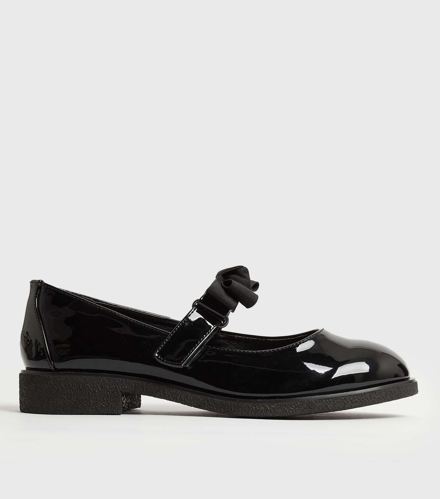 Black Patent Bow Strap Mary Jane Shoes