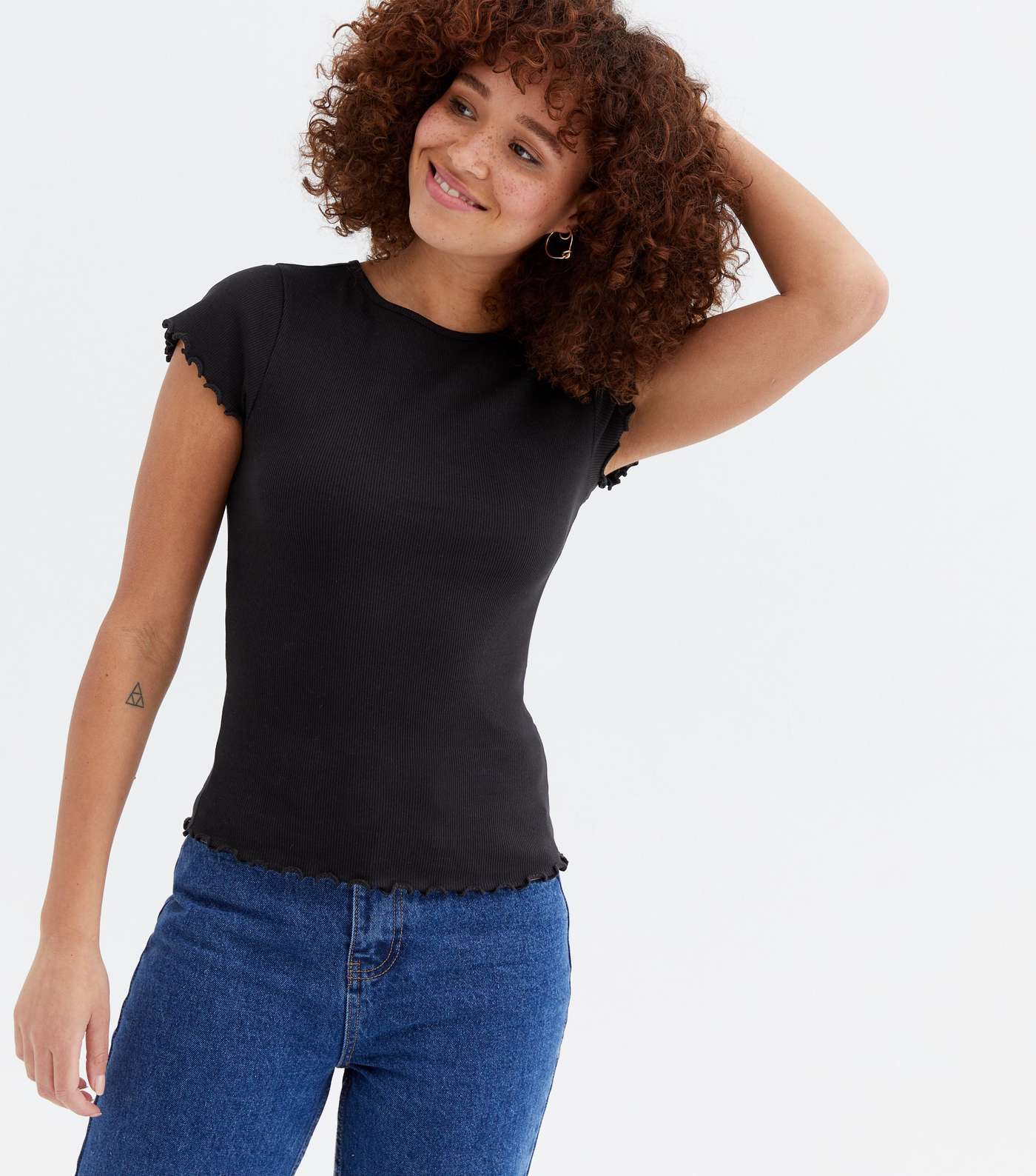 Black Frill Short Sleeve T-Shirt
