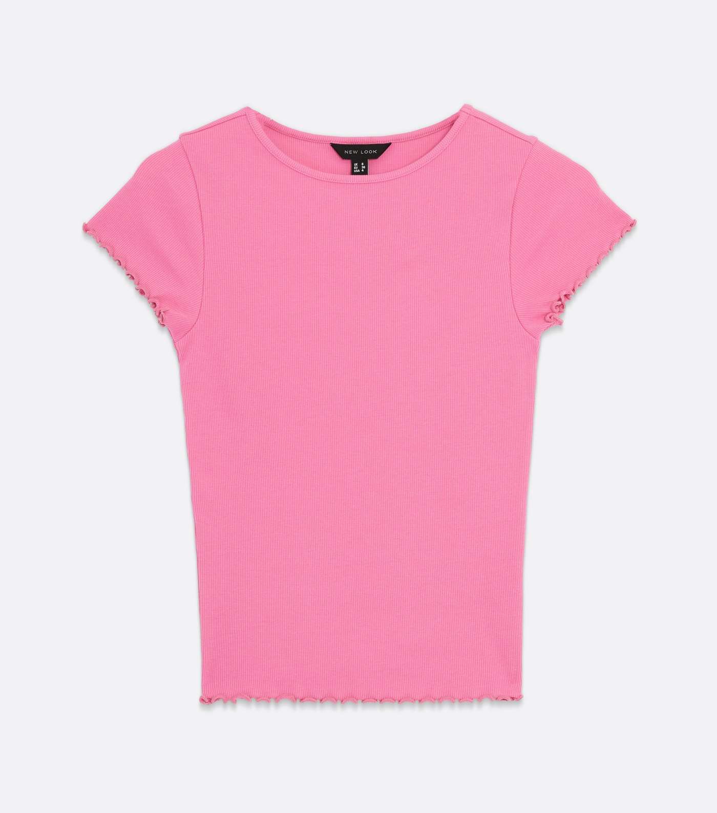 Bright Pink Frill Short Sleeve T-Shirt Image 5