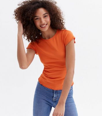 Click to view product details and reviews for Bright Orange Frill Short Sleeve T Shirt New Look.