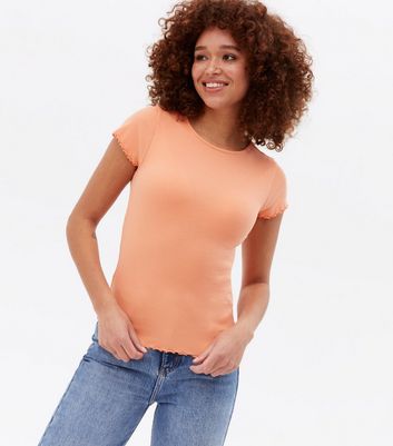 Coral Frill Short Sleeve T Shirt New Look