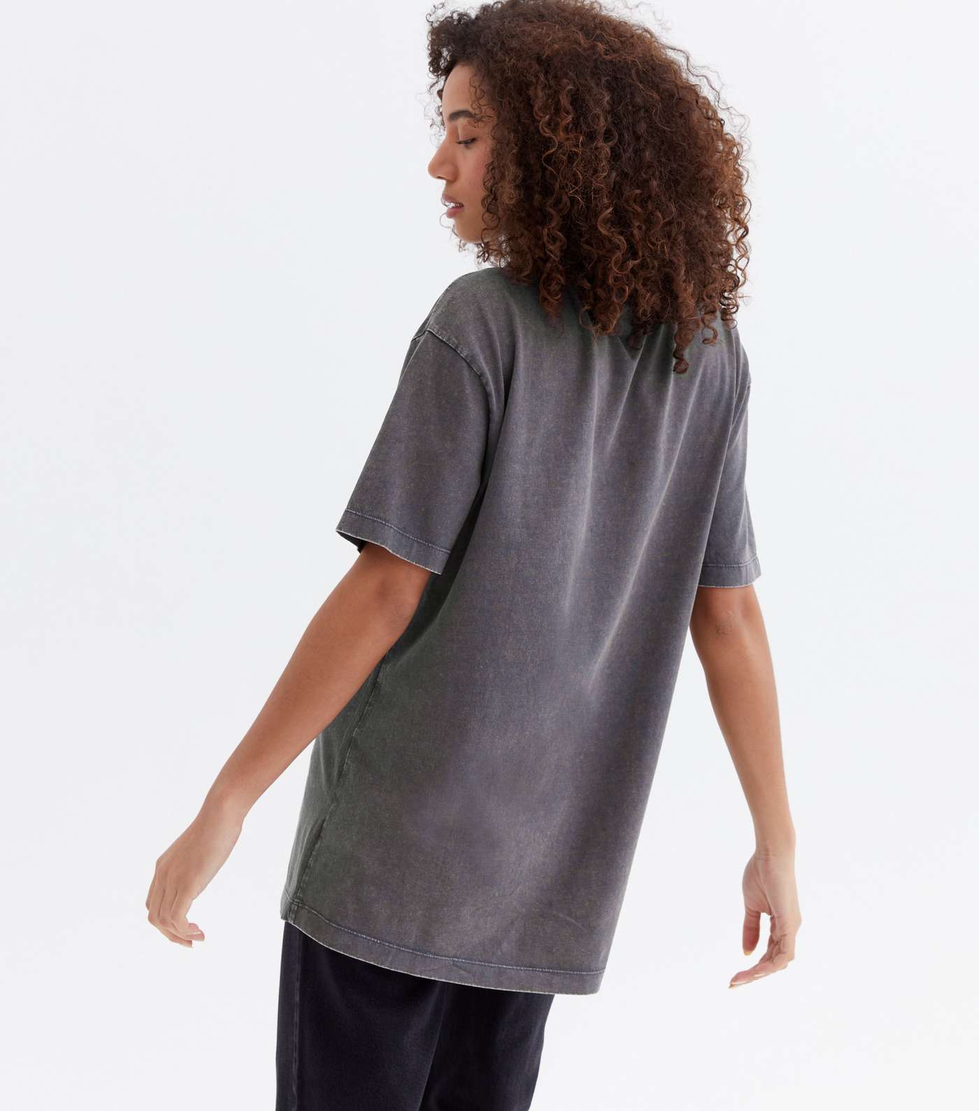Dark Grey Acid Wash Oversized T-Shirt Image 4