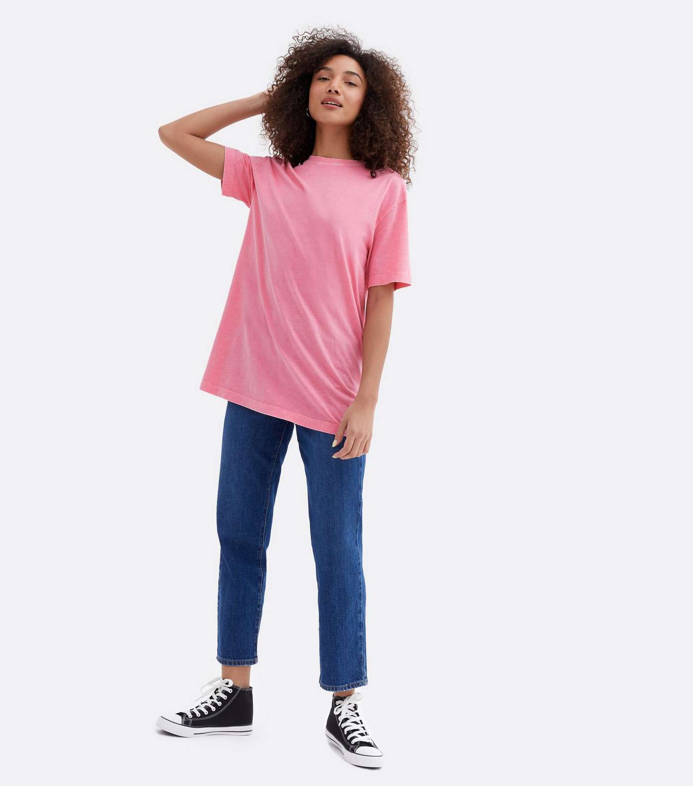 Bright Pink Acid Wash Oversized T-Shirt Image 2