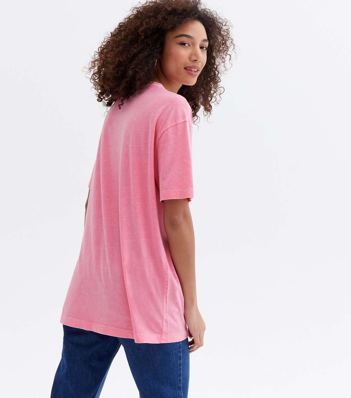 Bright Pink Acid Wash Oversized T-Shirt Image 4
