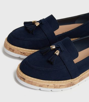 Navy deals wedge loafers