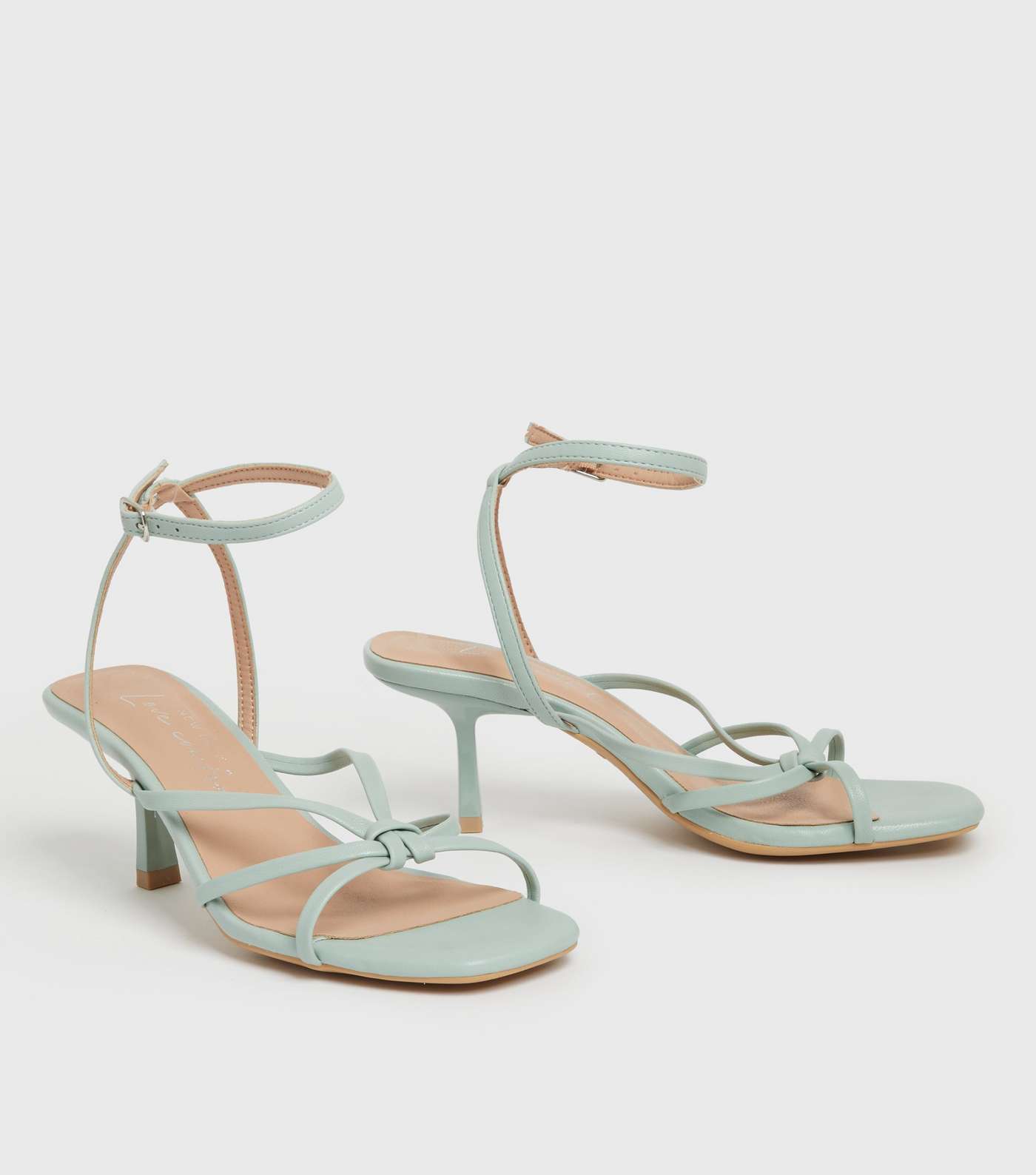 Light Green Strappy Square Toe Stiletto Heel Sandals Image 3