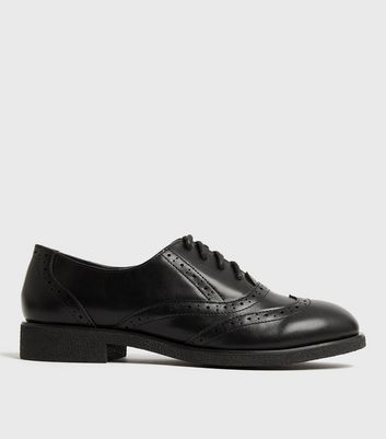 Black Perforated Lace Up Round Toe 