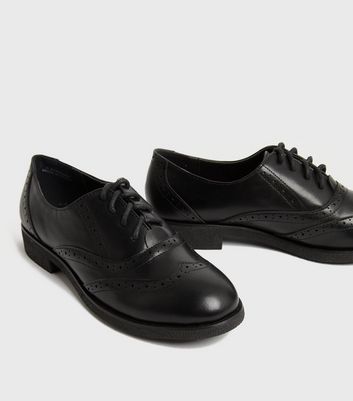 Click to view product details and reviews for Black Perforated Lace Up Round Toe Brogues New Look Vegan.