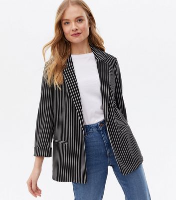 green and black striped blazer