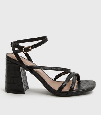 Black block heel sandals clearance new look