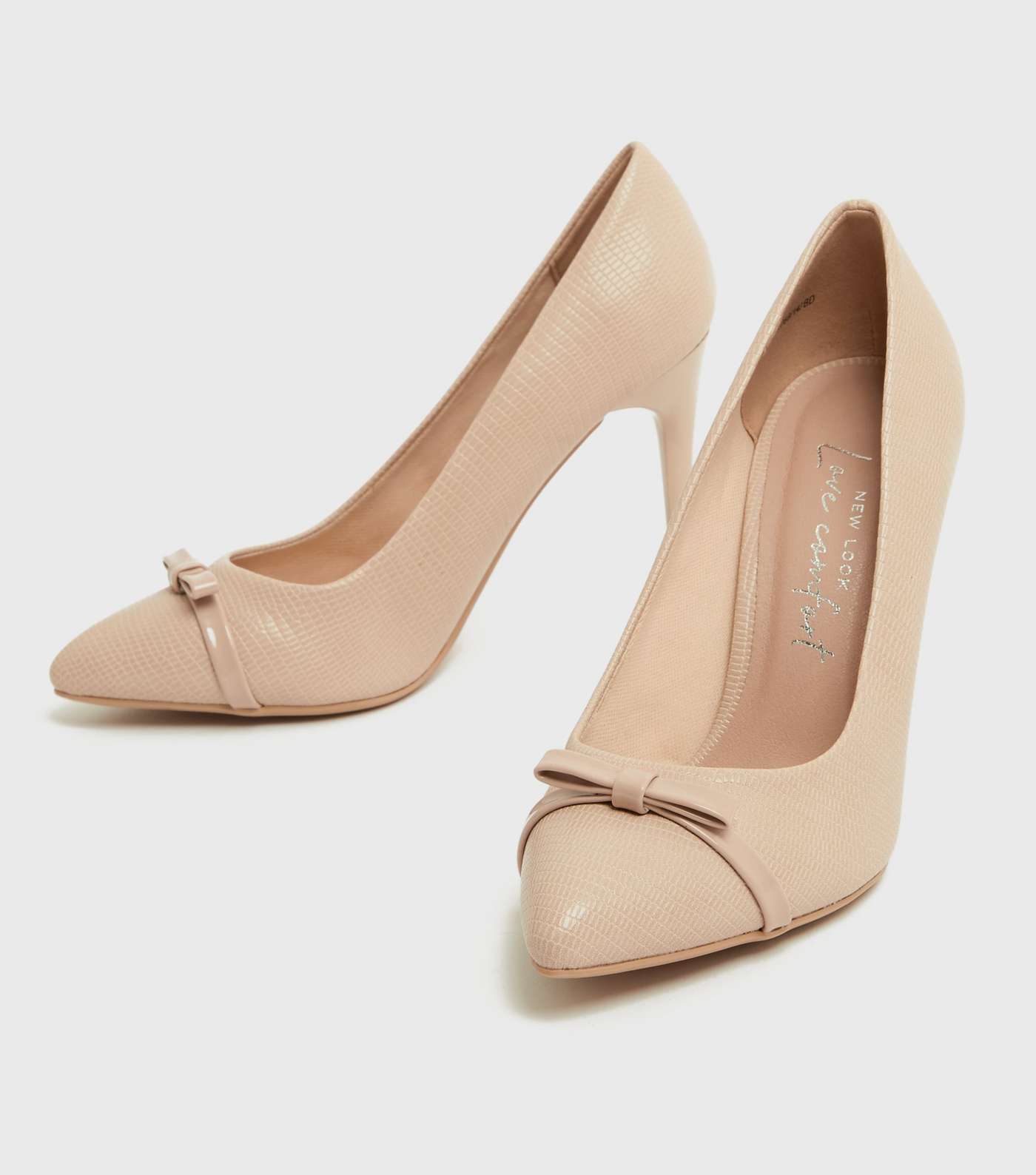Pale Pink Faux Snake Stiletto Heel Court Shoes Image 3