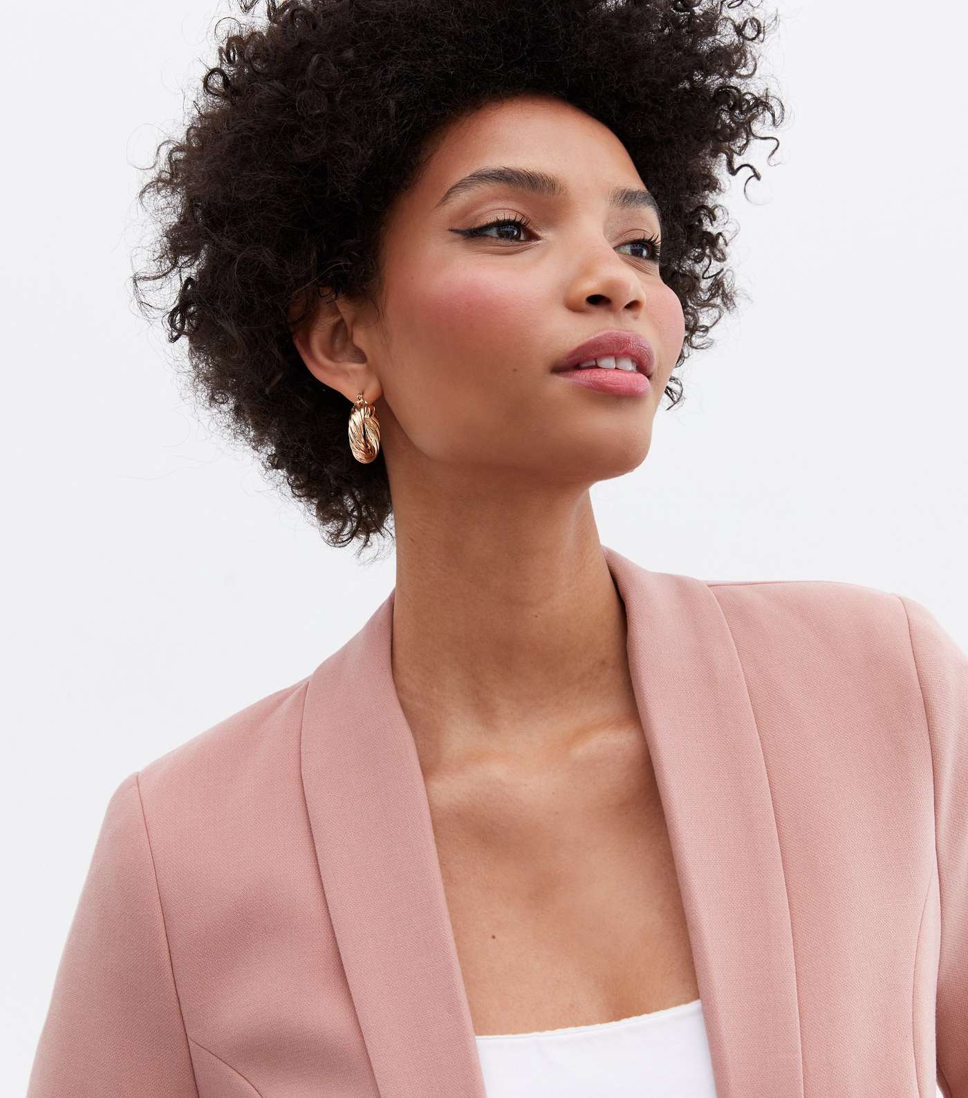 Mid Pink Crop Long Sleeve Blazer Image 3