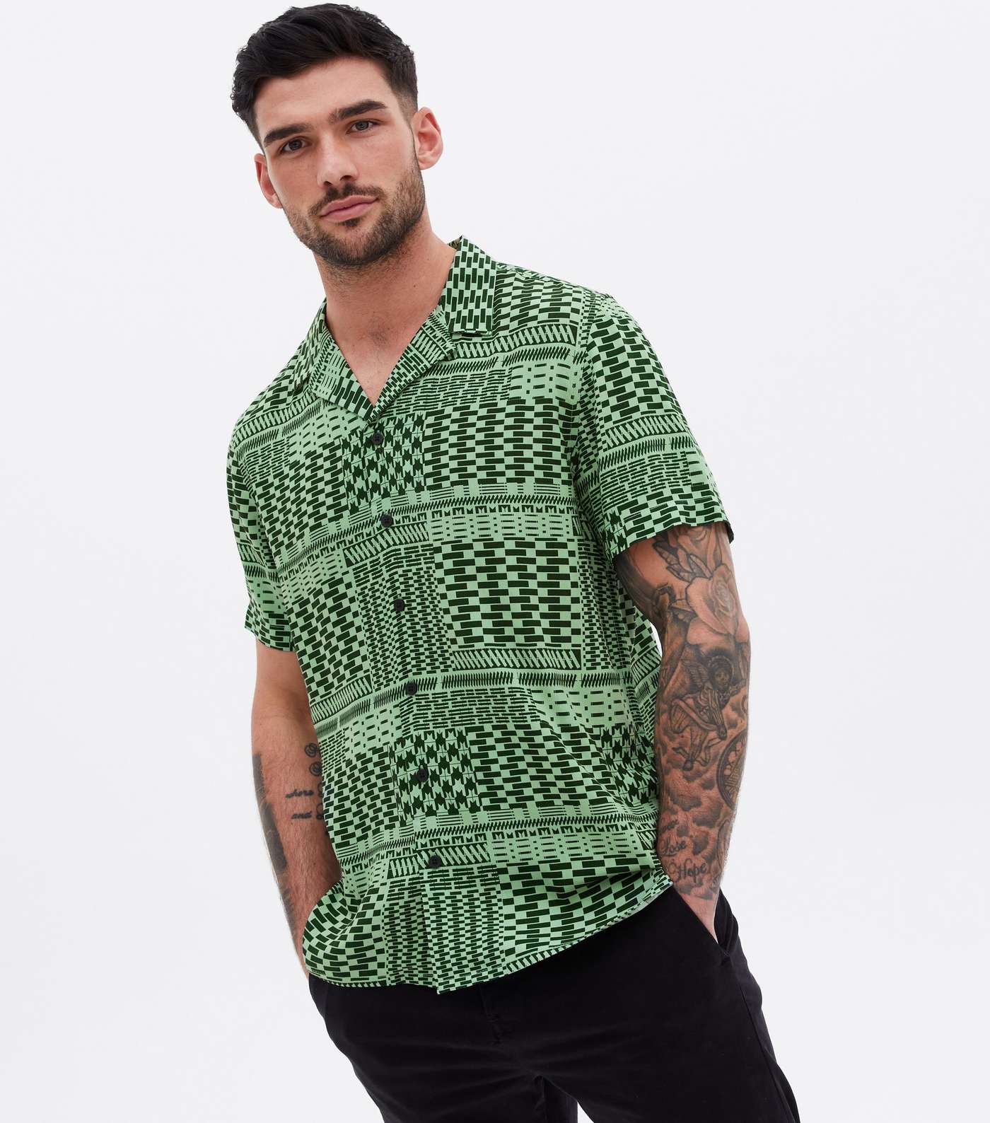 Green Checkerboard Short Sleeve Shirt
