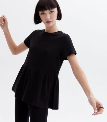 Black short sleeve peplum top on sale