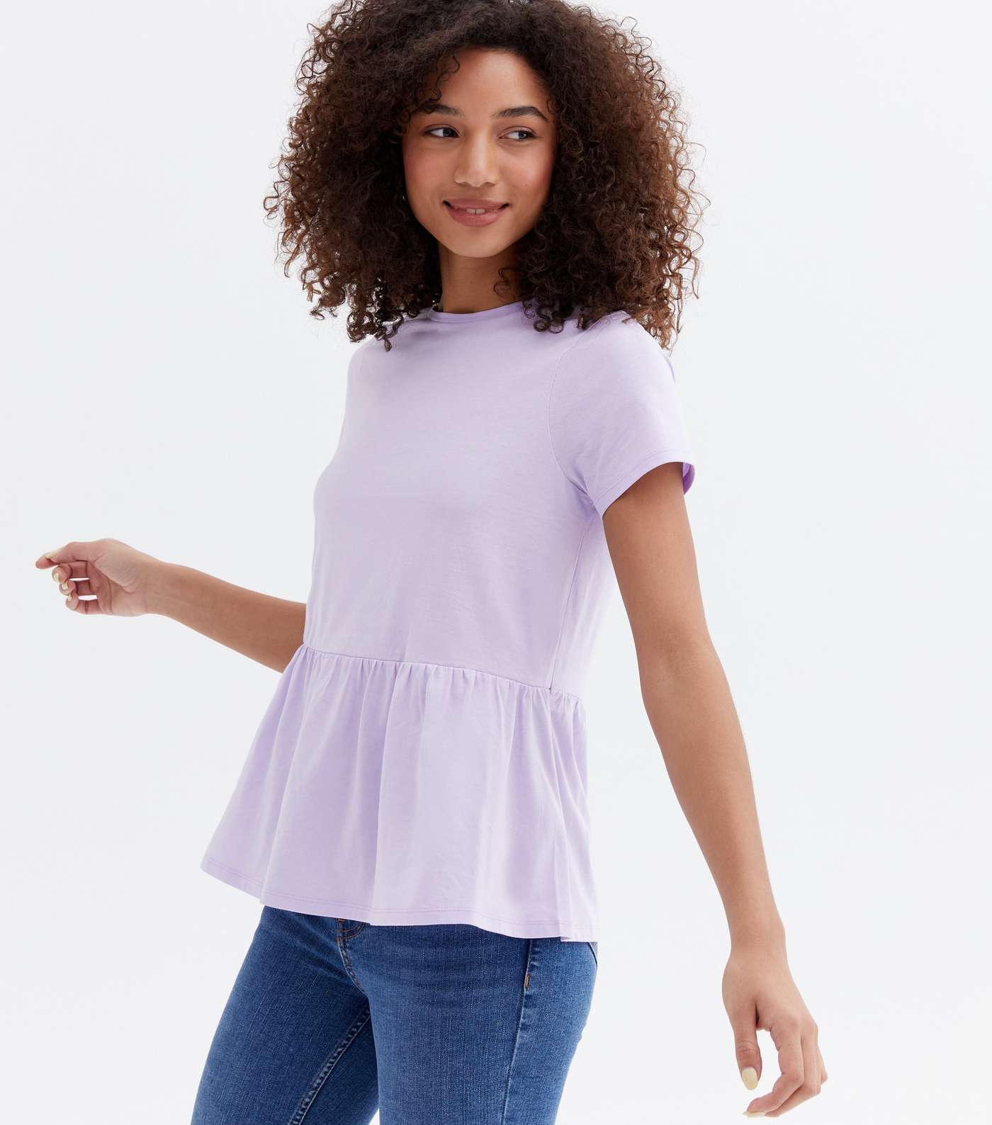 Lilac Short Sleeve Peplum T-Shirt