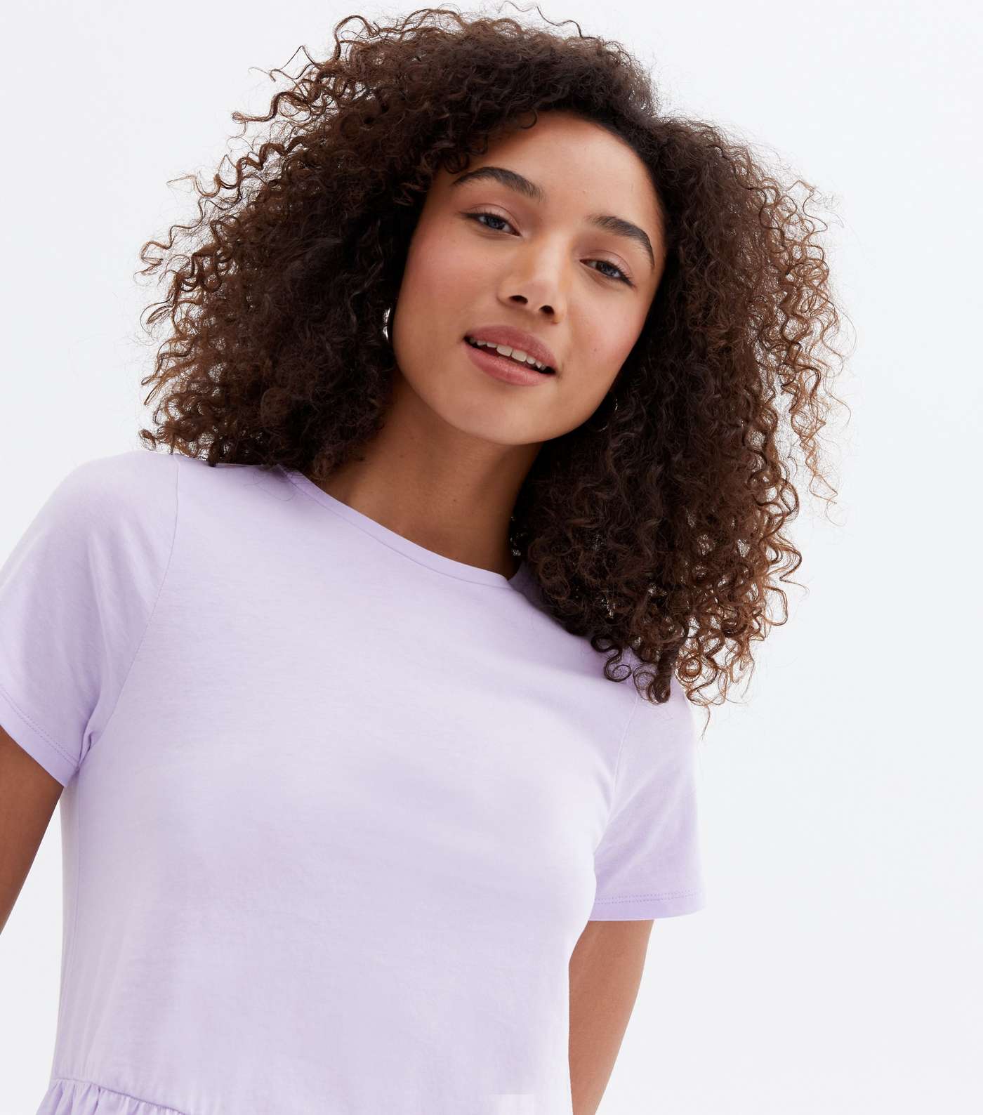 Lilac Short Sleeve Peplum T-Shirt Image 3