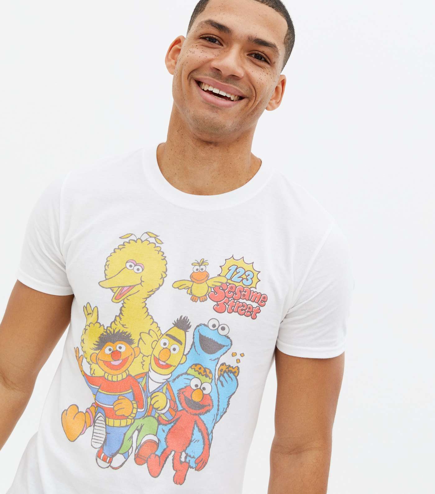 White Sesame Street Logo Crew T-Shirt