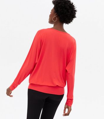 Red Batwing Deep Hem Top New Look