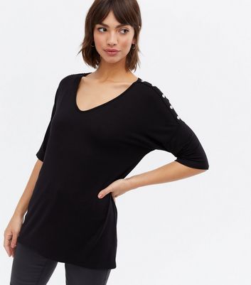 Click to view product details and reviews for Black Button Sleeve Long Top New Look.