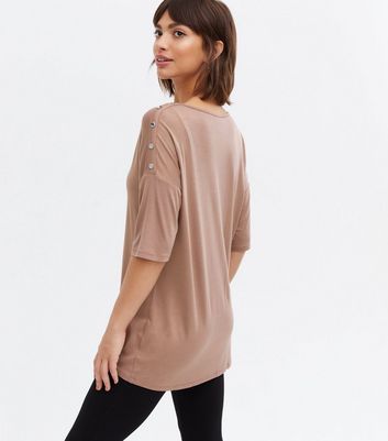 Mink Button Long Sleeve Top New Look