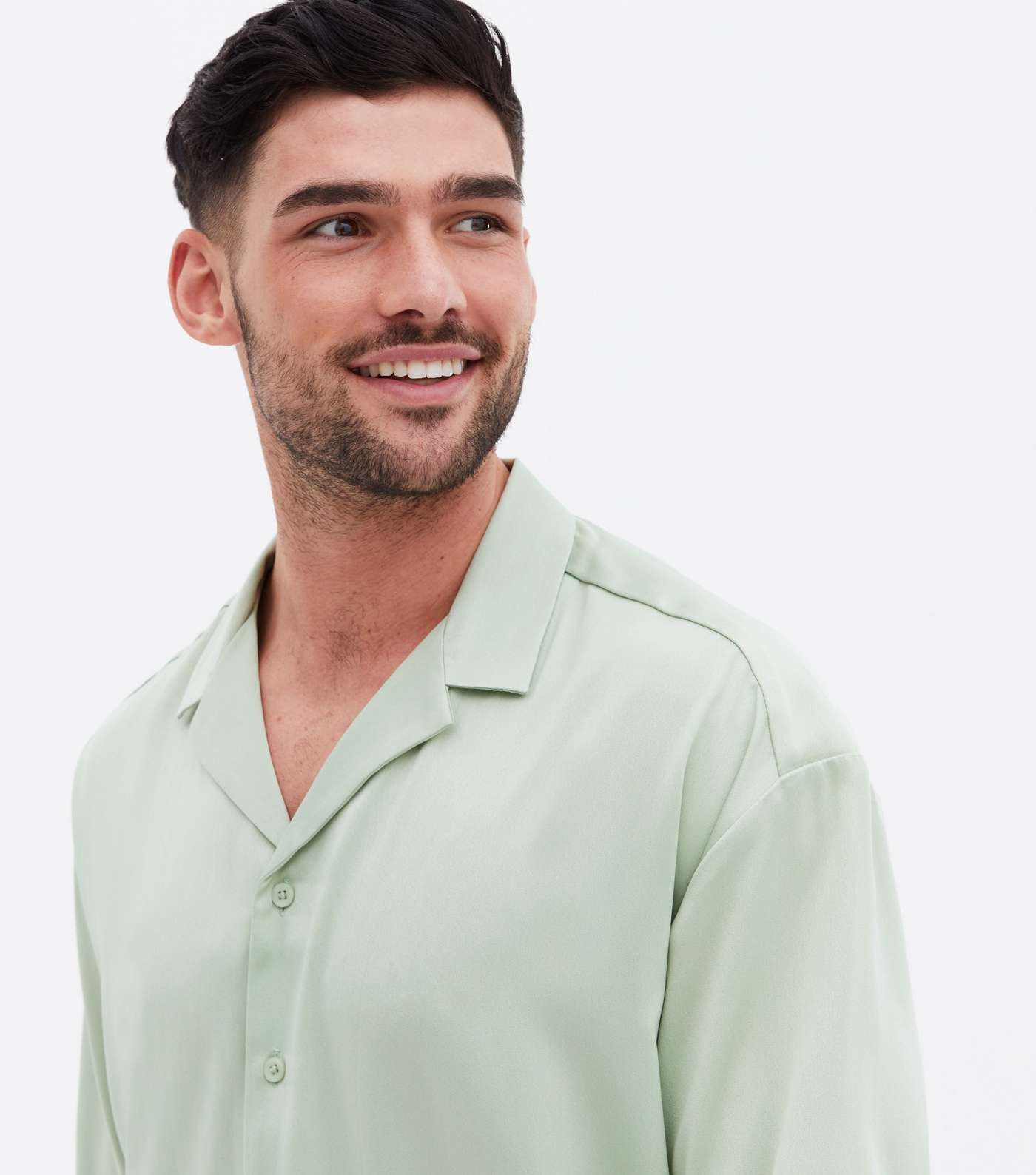 Light Green Satin Oversized Shirt Image 3