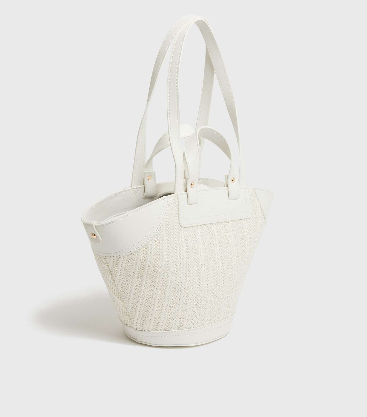 White Straw Effect Tote Bag Image 3