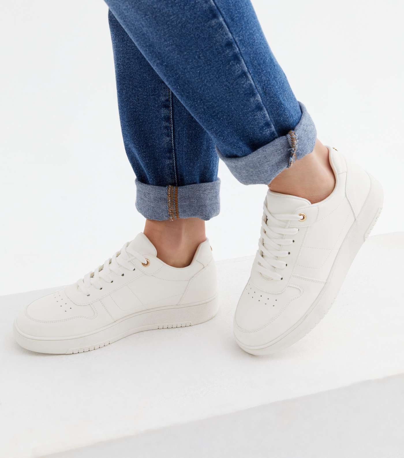 White Lace Up Chunky Trainers Image 2