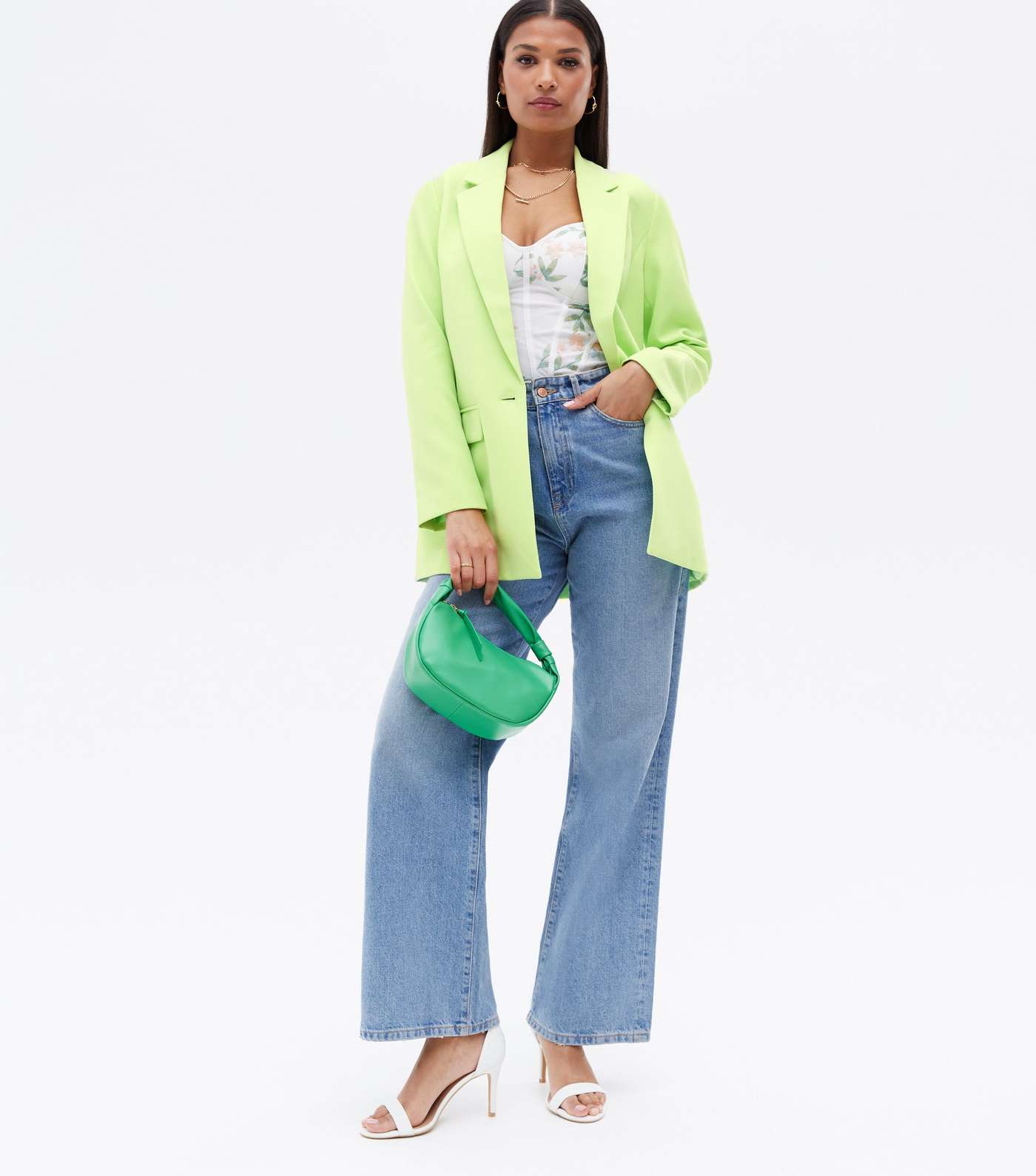 Green Long Sleeve Oversized Blazer Image 2