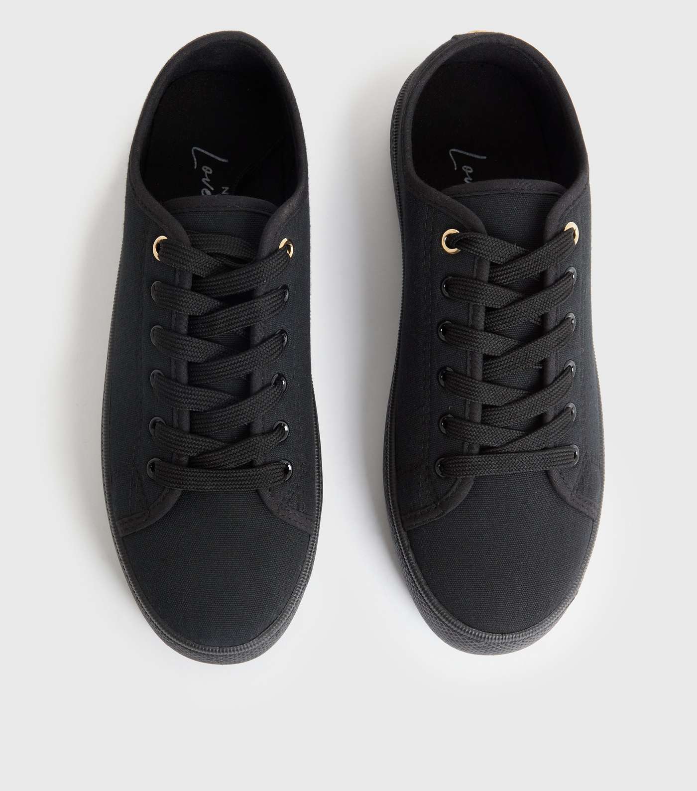 Black Canvas Chunky Lace Up Trainers Image 3