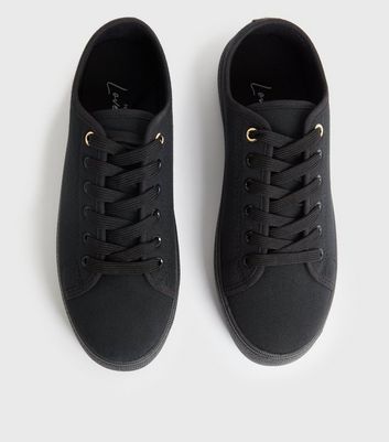 ladies black canvas trainers
