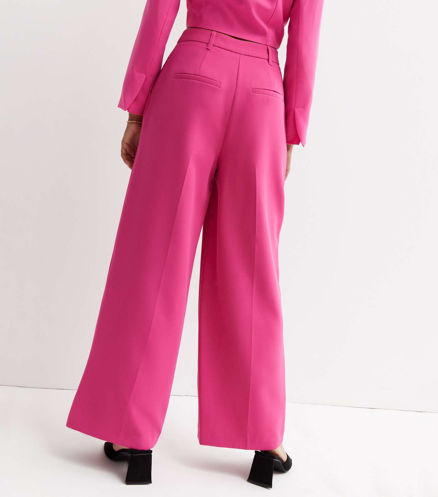 Bright Pink High Waist Wide Leg Trousers Image 4