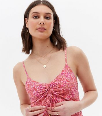 Click to view product details and reviews for Blue Vanilla Pink Paisley Ruched Midaxi Dress New Look.