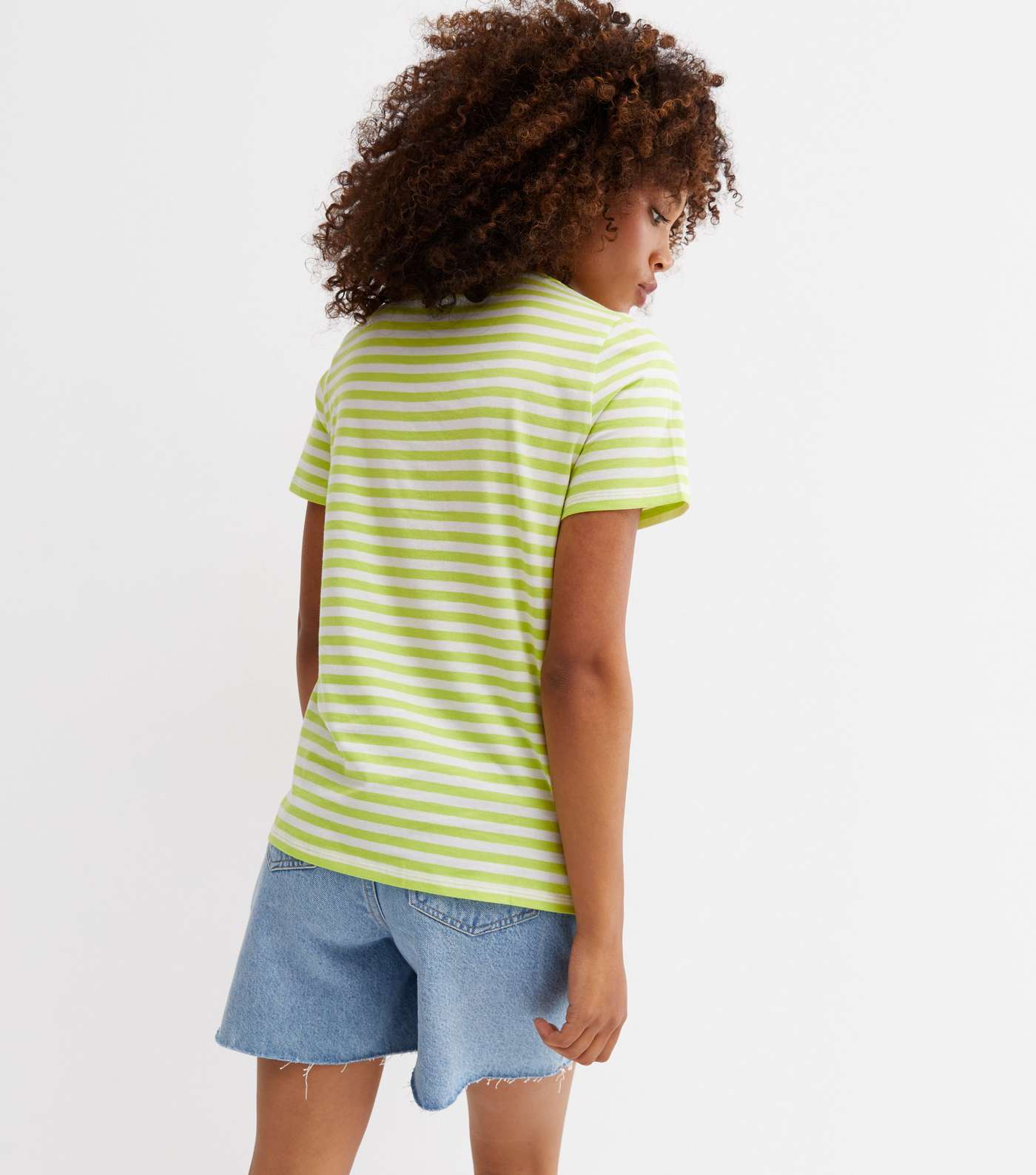 Light Green Stripe Short Sleeve T-Shirt Image 4