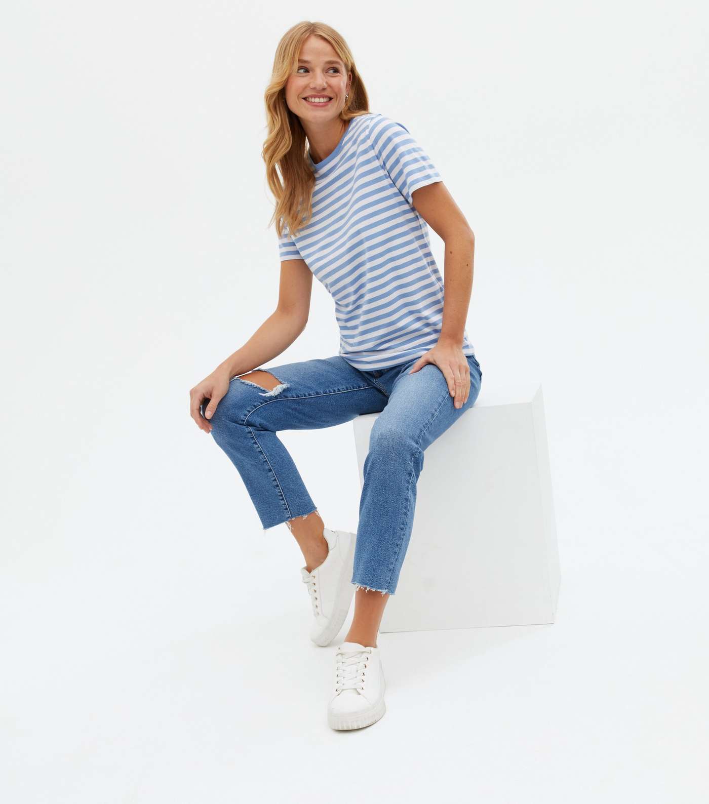 Blue Stripe Short Sleeve T-Shirt Image 2